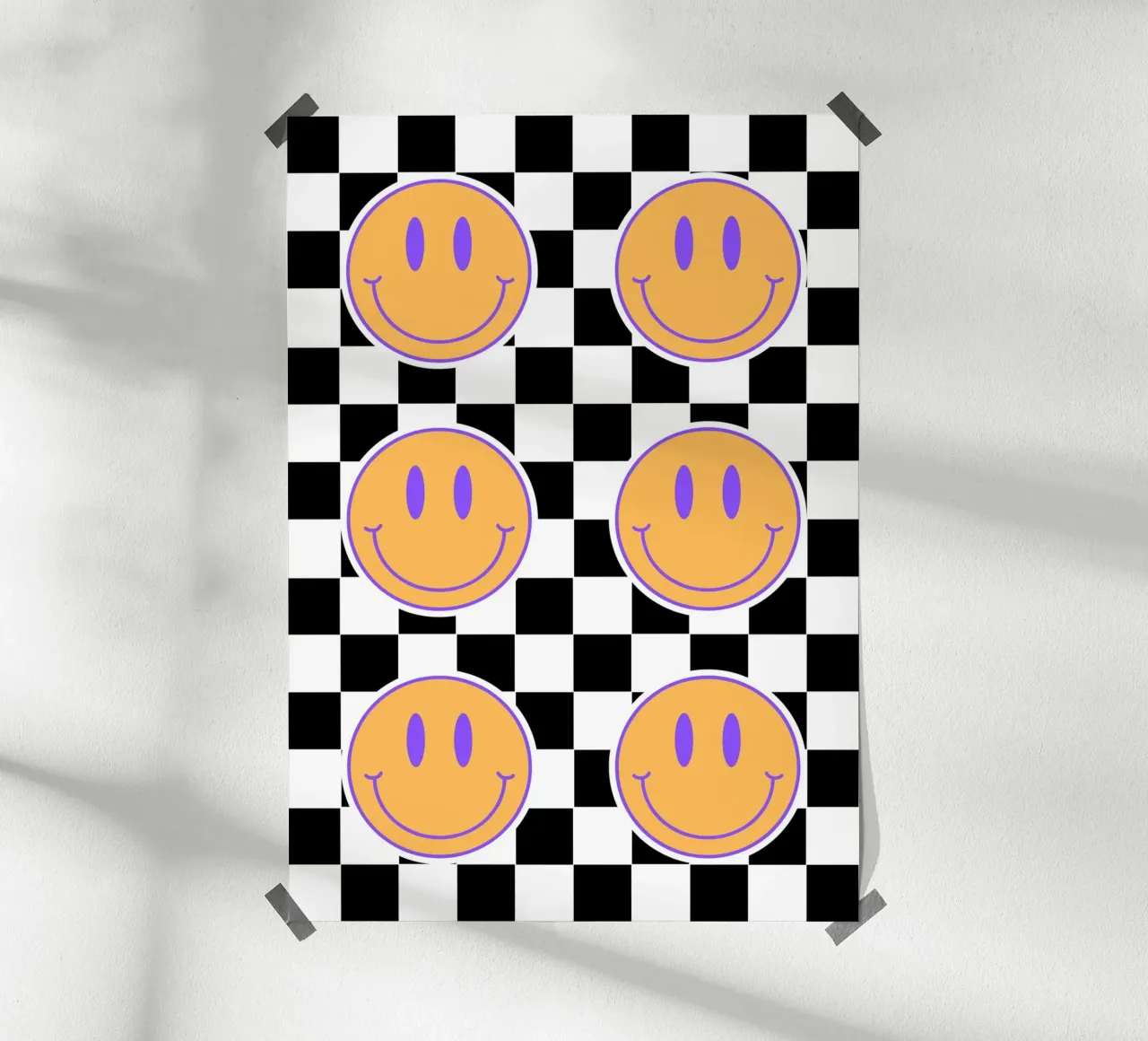 Retro happy faces poster con telaio in plastica da PinkCandyWalls