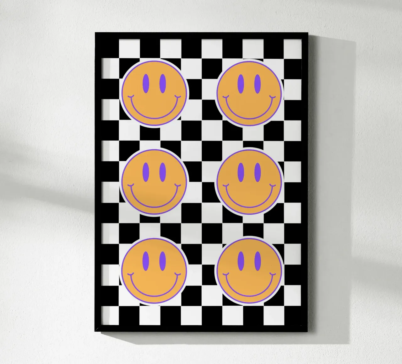 Retro happy faces Poster mit Aluminium Rahmen von PinkCandyWalls