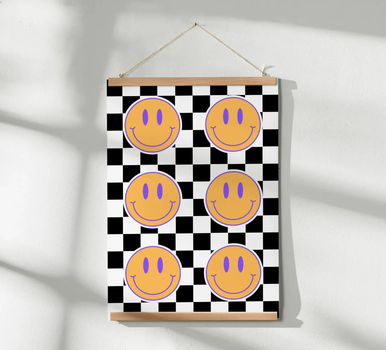 Retro happy faces Poster mit Aluminium Rahmen von PinkCandyWalls