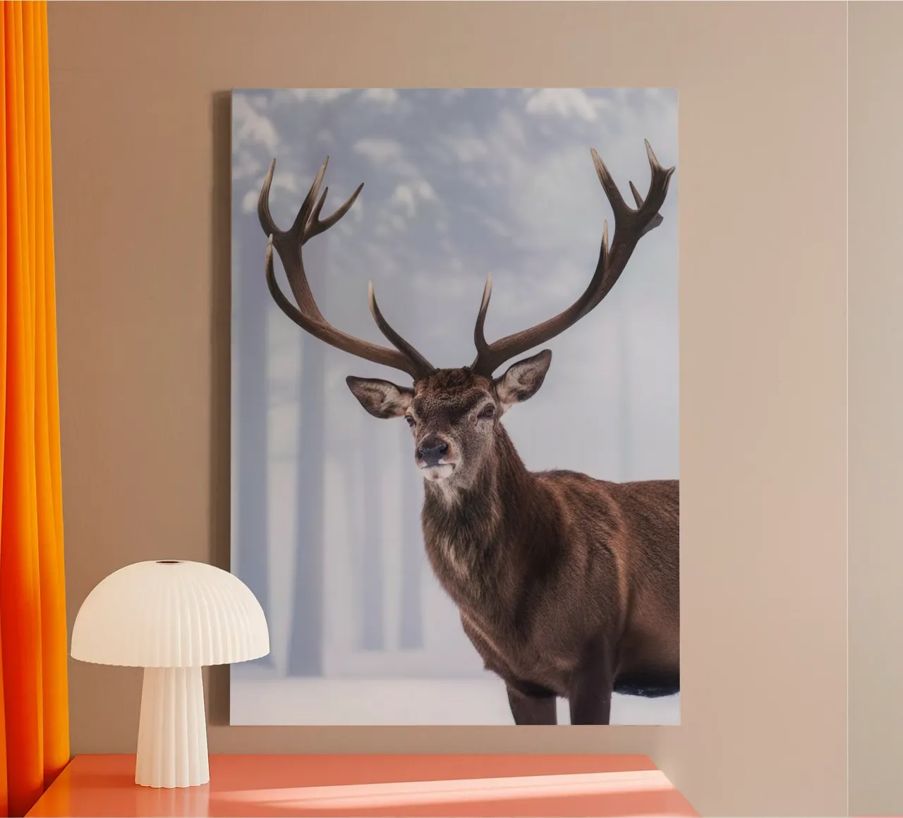 Deer in Winter Forest tela con Cornice a cassetta da Attaboy Dsgn