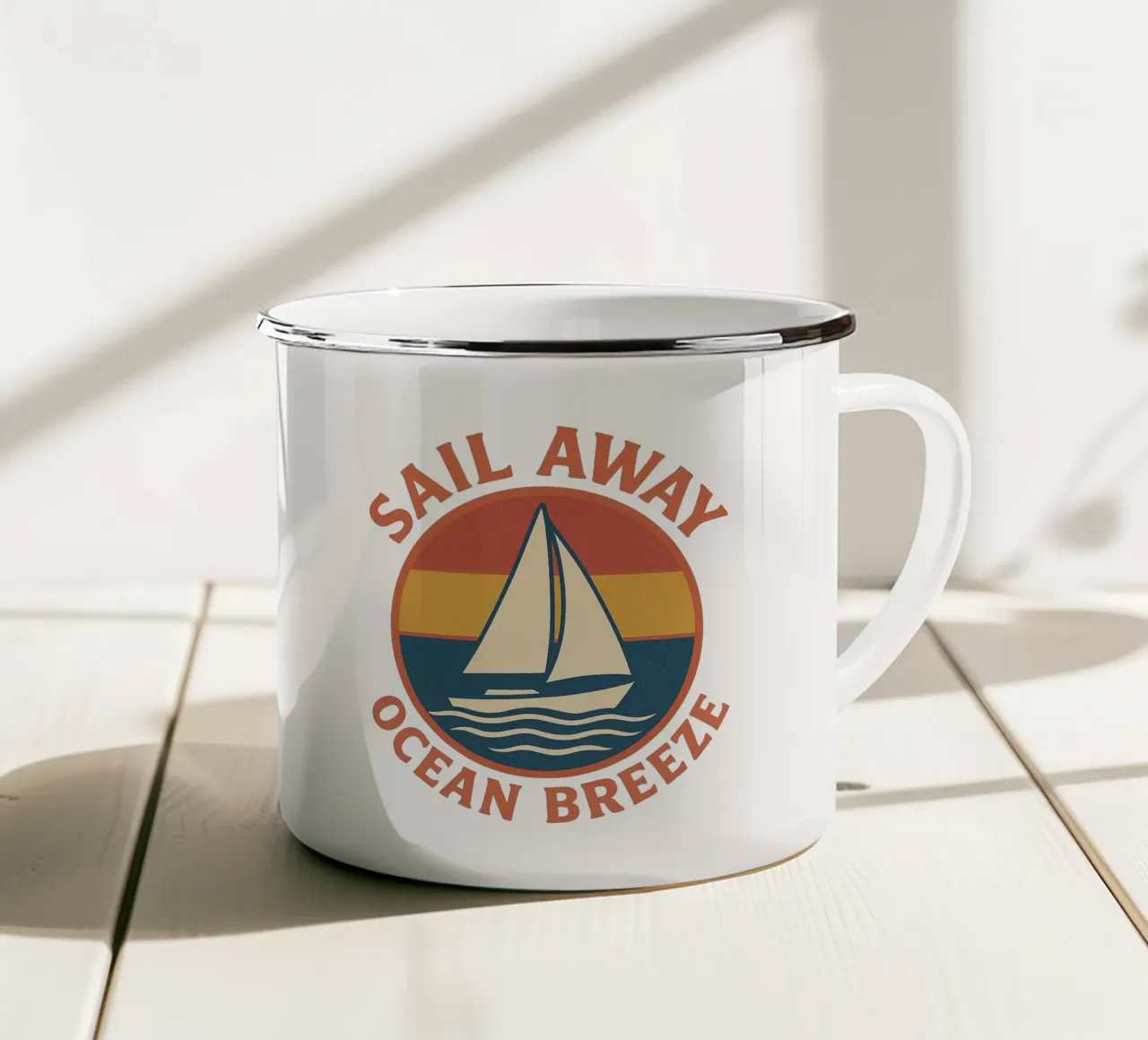 Sail Away – Retro Maritimes Segelboot Design | Ocean Breeze tazza in smalto da Fies&Fein