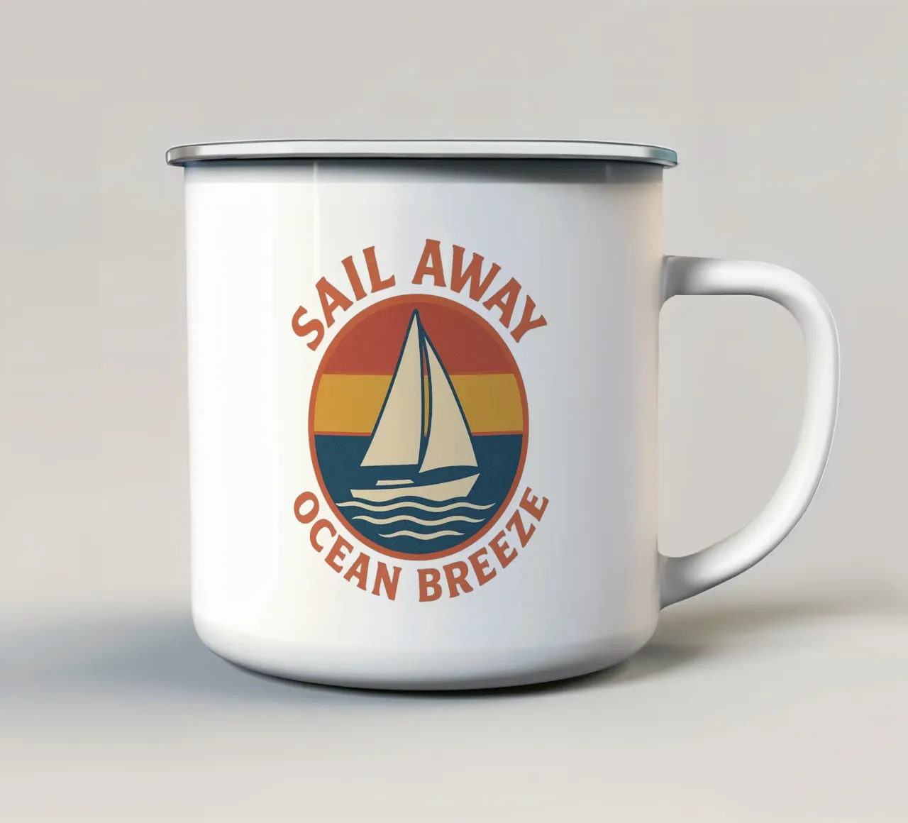 Sail Away – Retro Maritimes Segelboot Design | Ocean Breeze tazza in smalto da Fies&Fein