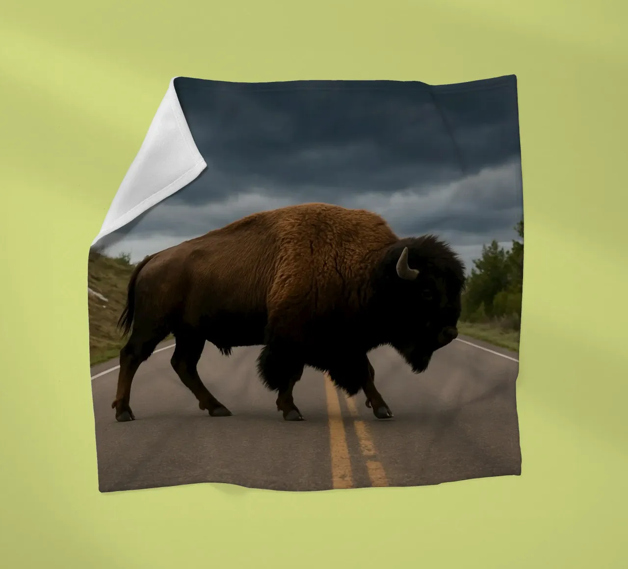 Bison on the Road coperta in pile da Attaboy Dsgn
