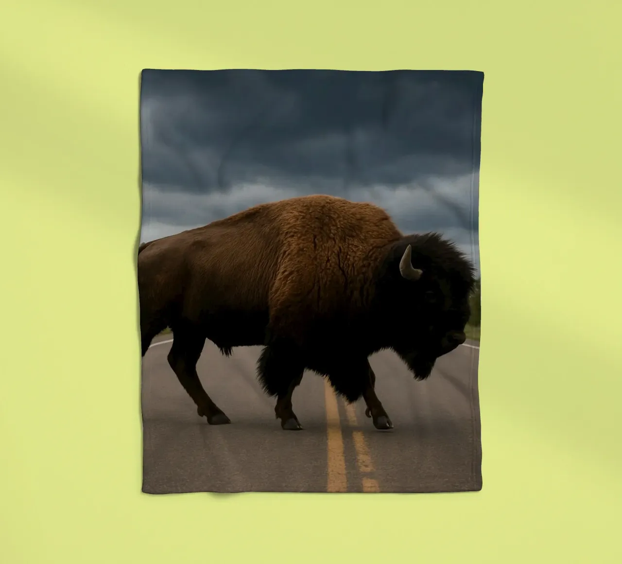 Bison on the Road coperta in pile da Attaboy Dsgn