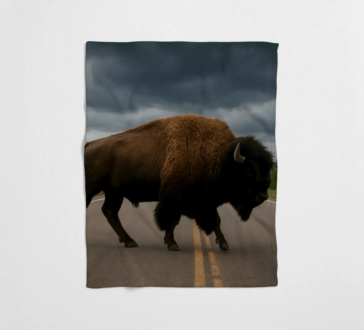 Bison on the Road coperta in pile da Attaboy Dsgn