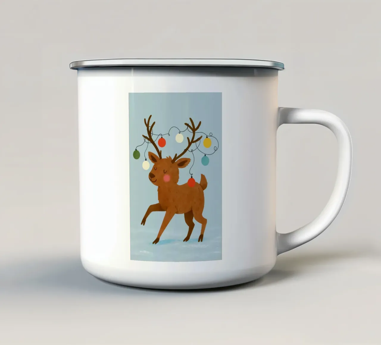 Reindeer Christmas tazza in smalto da Attaboy Dsgn