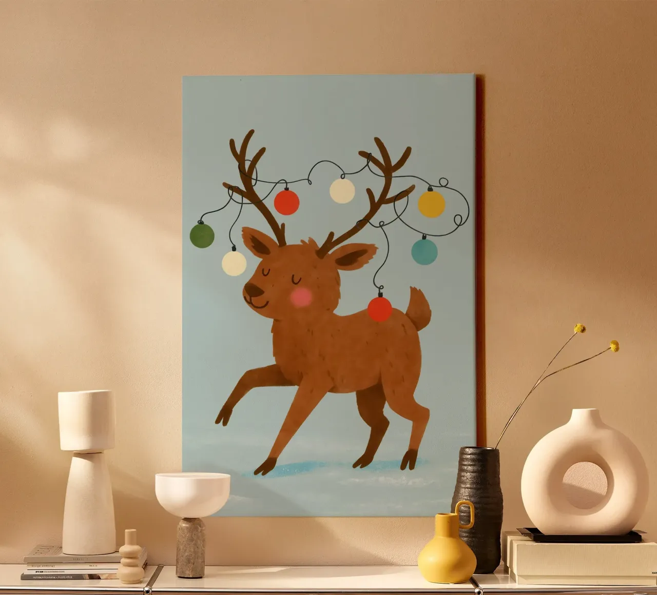 Reindeer Christmas tela con Cornice a cassetta da Attaboy Dsgn