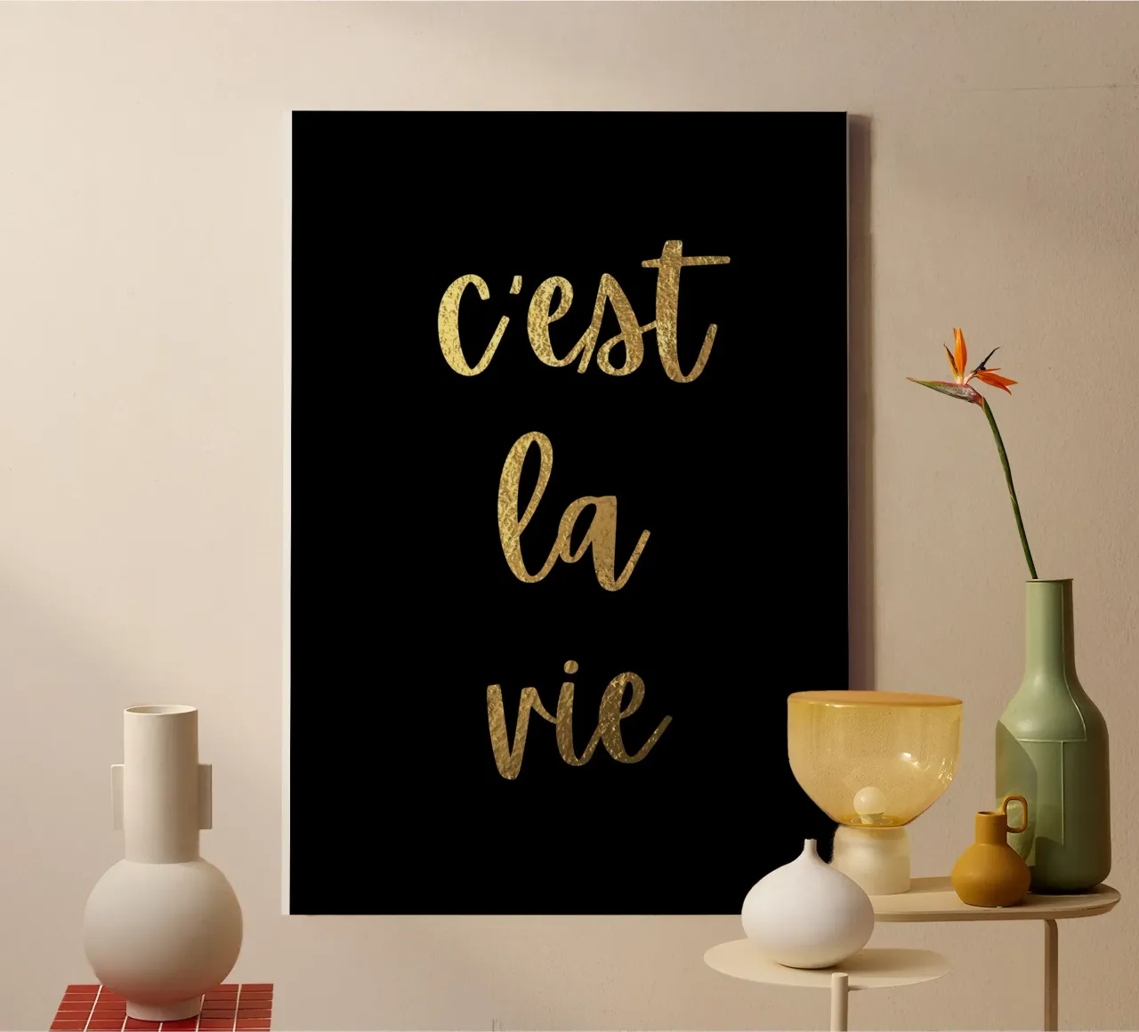 C'est la vie canvas with Floater frame by PinkCandyWalls