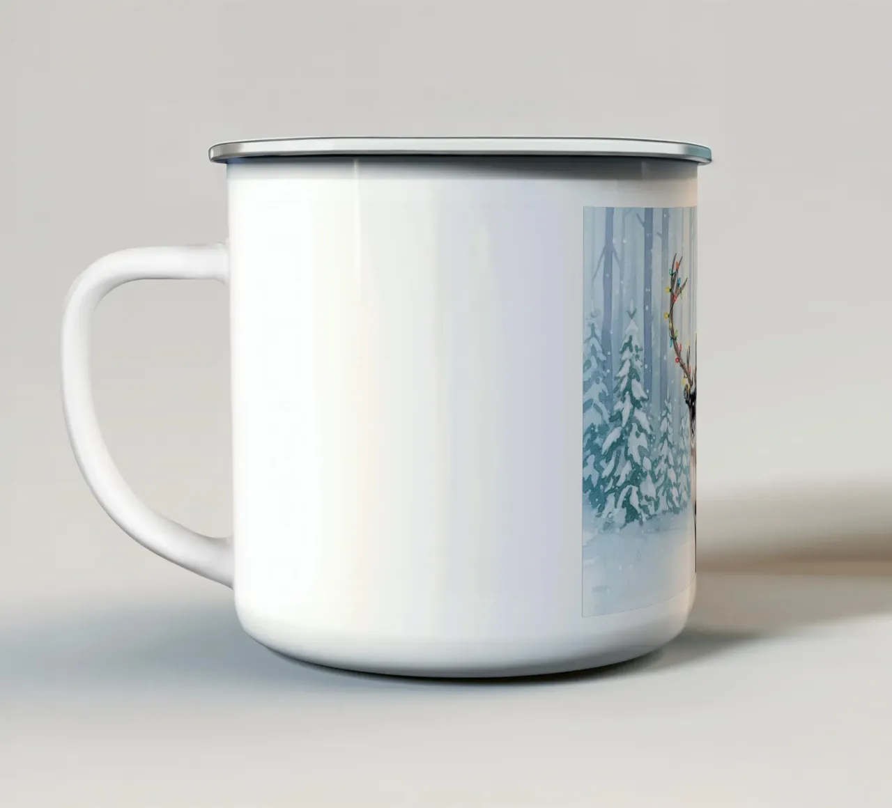 Reindeer with Christmas Lights tazza in smalto da Attaboy Dsgn