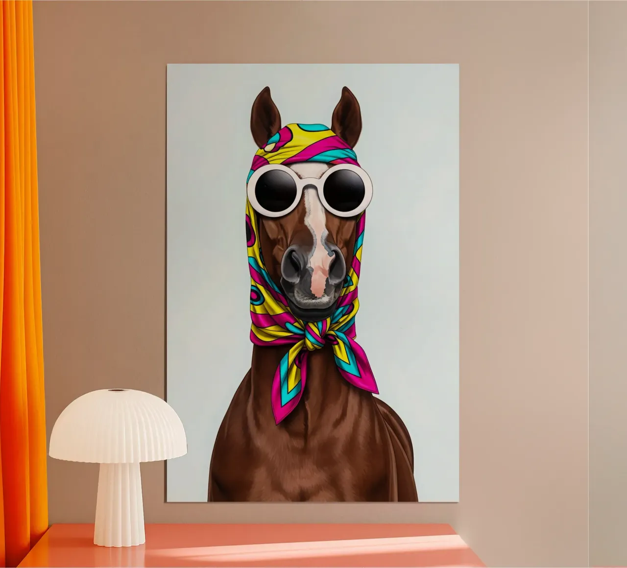 Pop Art Horse with Scarf poster con telaio in plastica da Attaboy Dsgn
