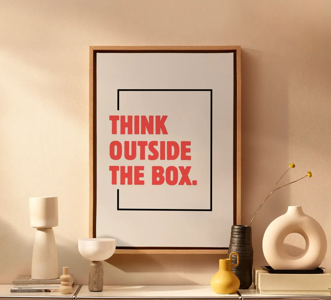 Think outside the box canvas with Floater frame by PinkCandyWalls