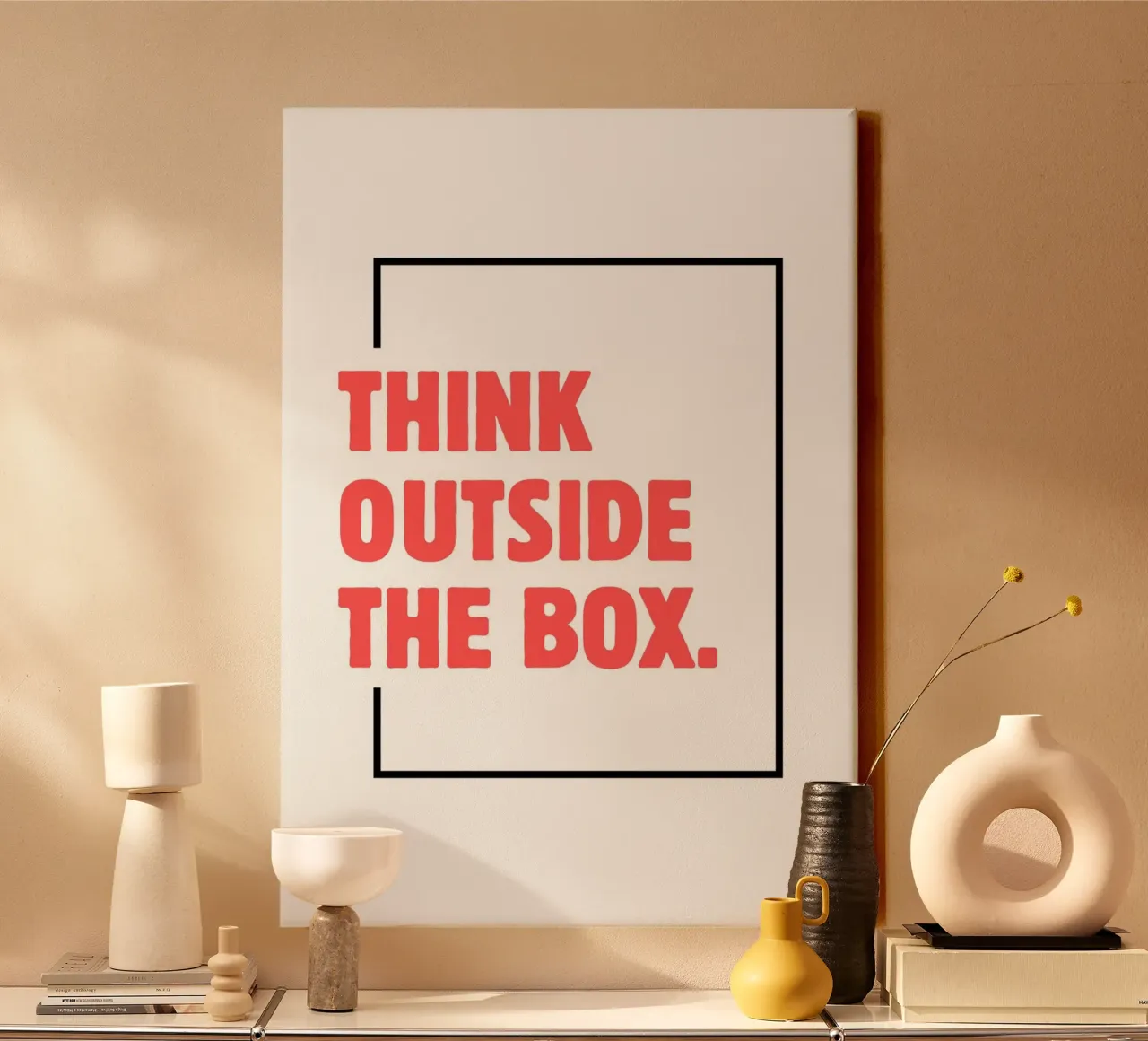 Think outside the box canvas with Floater frame by PinkCandyWalls