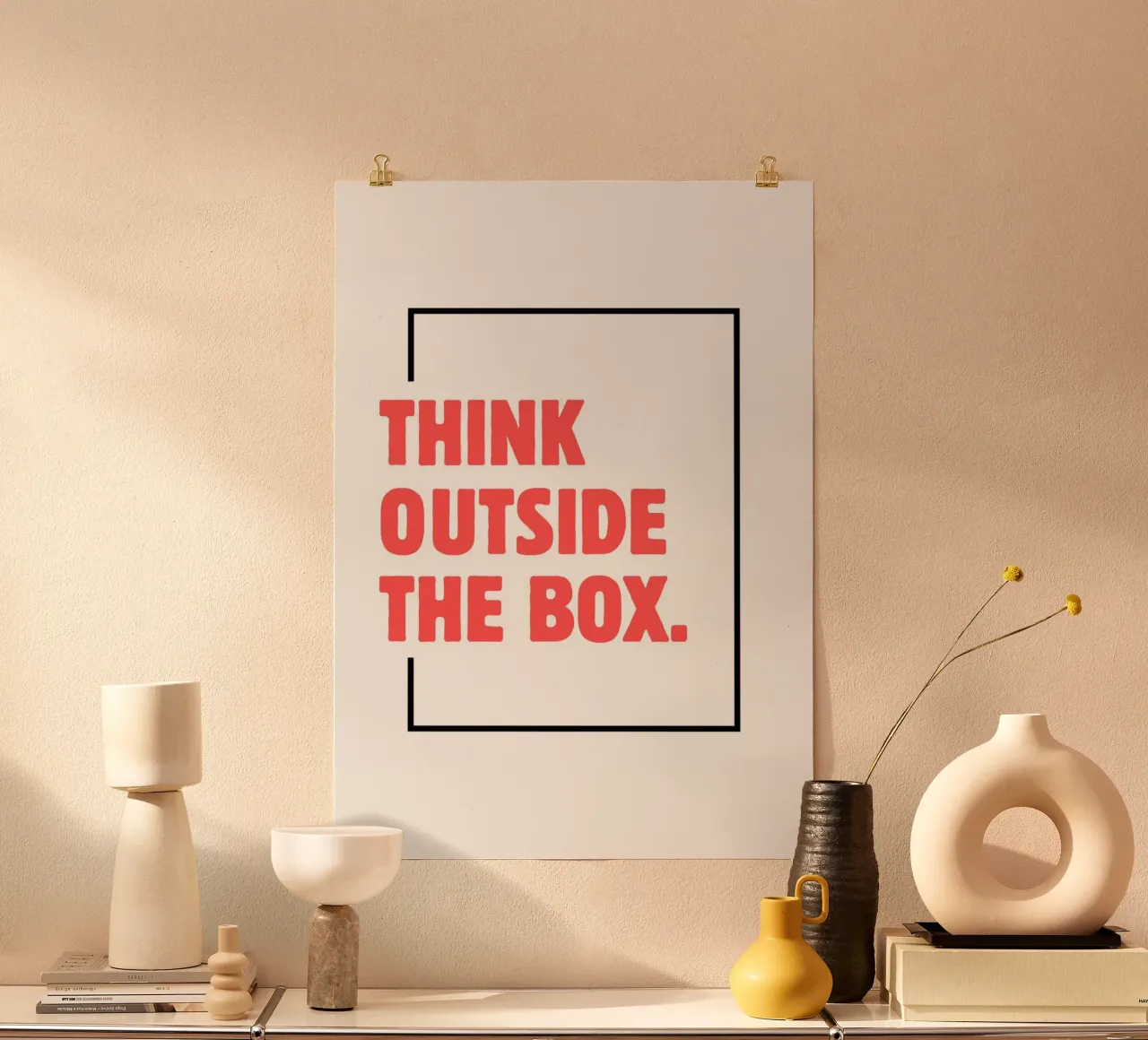 Think outside the box poster con telaio in plastica da PinkCandyWalls