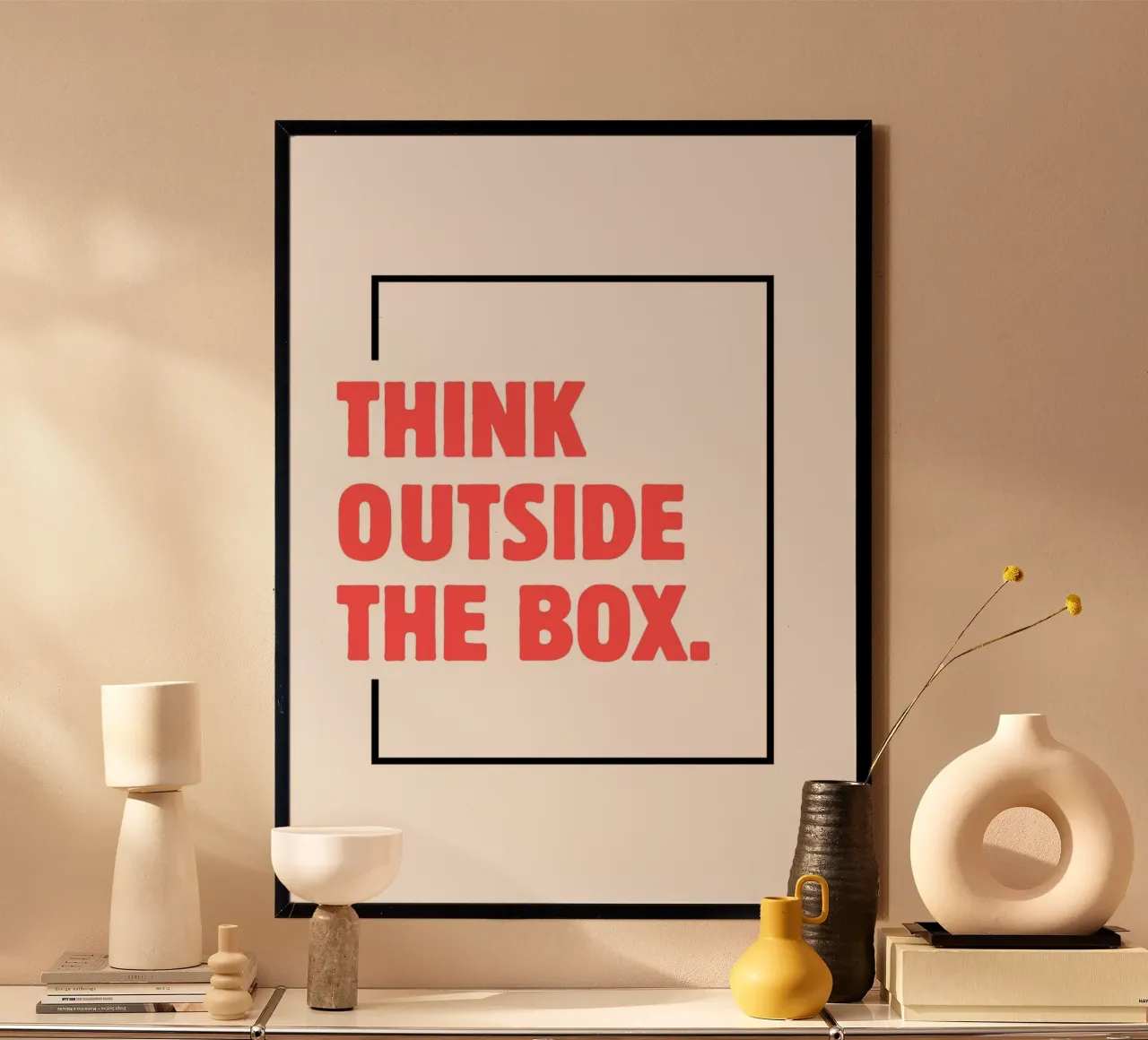 Think outside the box poster con telaio in plastica da PinkCandyWalls