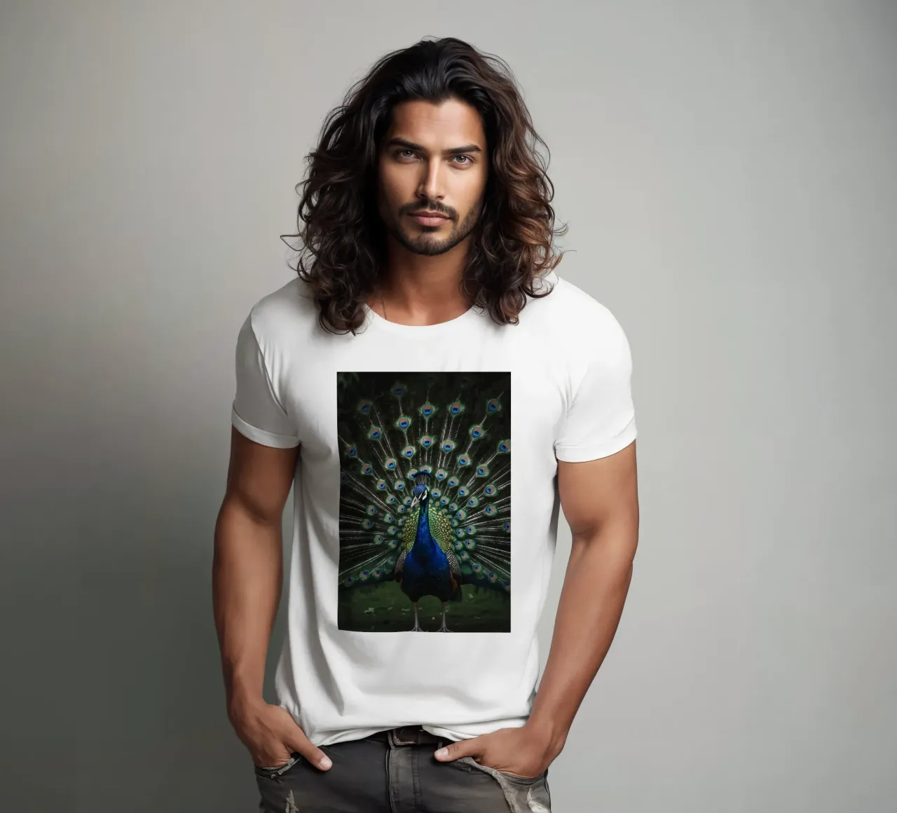Peacock with Full Tail Display t-shirt da Attaboy Dsgn