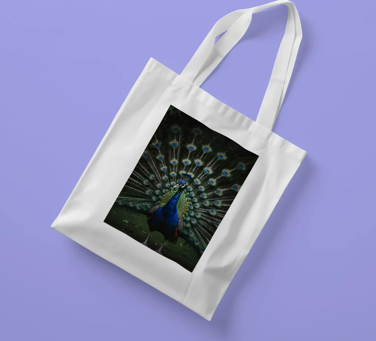 Peacock with Full Tail Display borsa in juta da Attaboy Dsgn