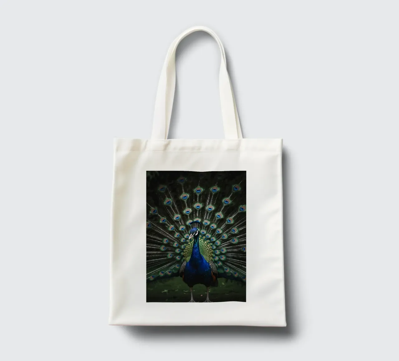 Peacock with Full Tail Display borsa in juta da Attaboy Dsgn