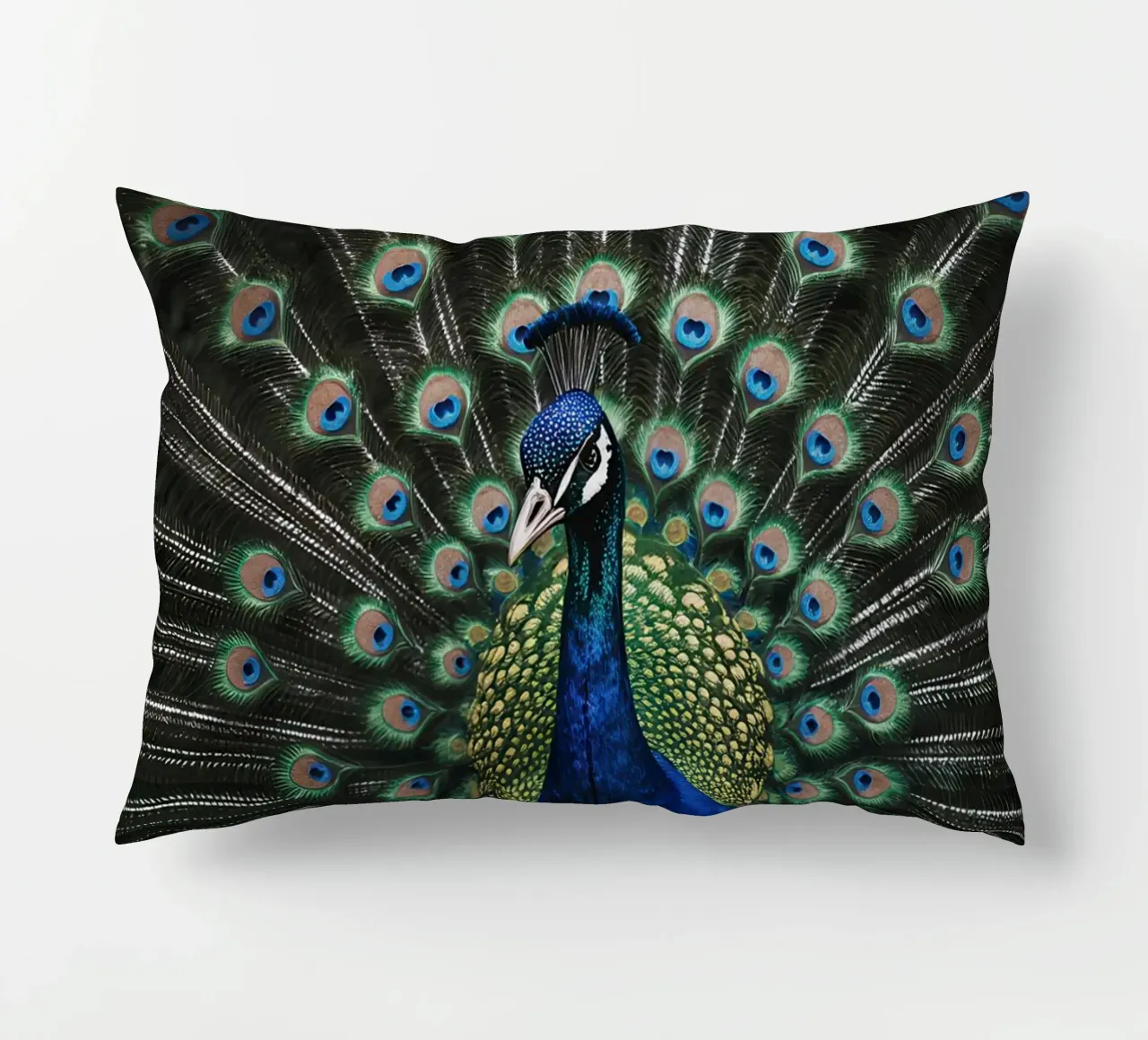 Peacock with Full Tail Display cuscino da Attaboy Dsgn