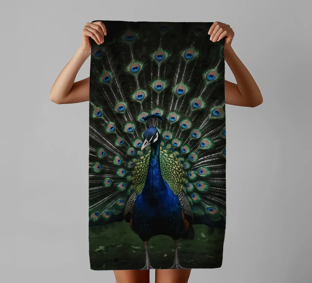 Peacock with Full Tail Display towel by Attaboy Dsgn