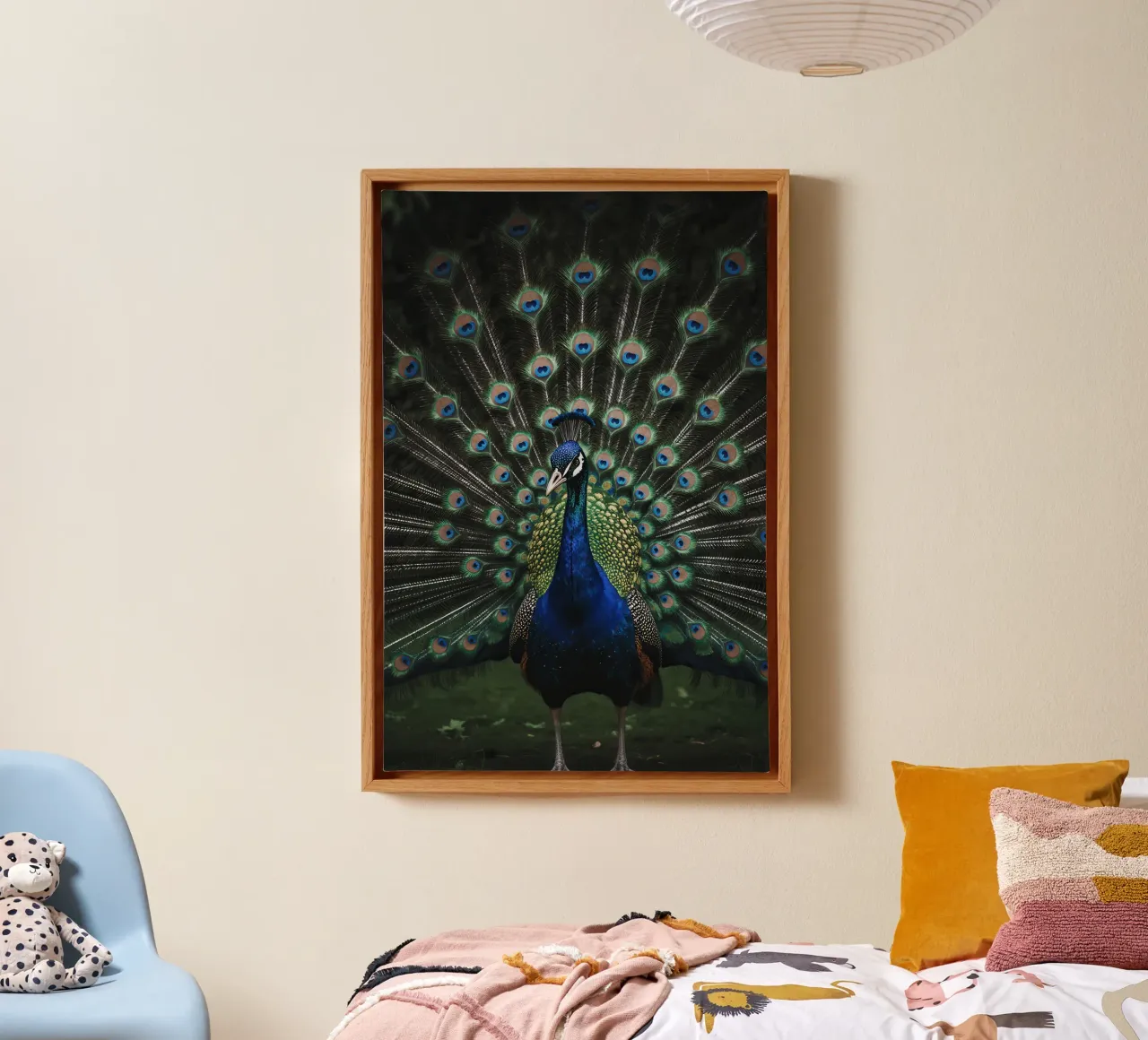Peacock with Full Tail Display tela con Cornice a cassetta da Attaboy Dsgn
