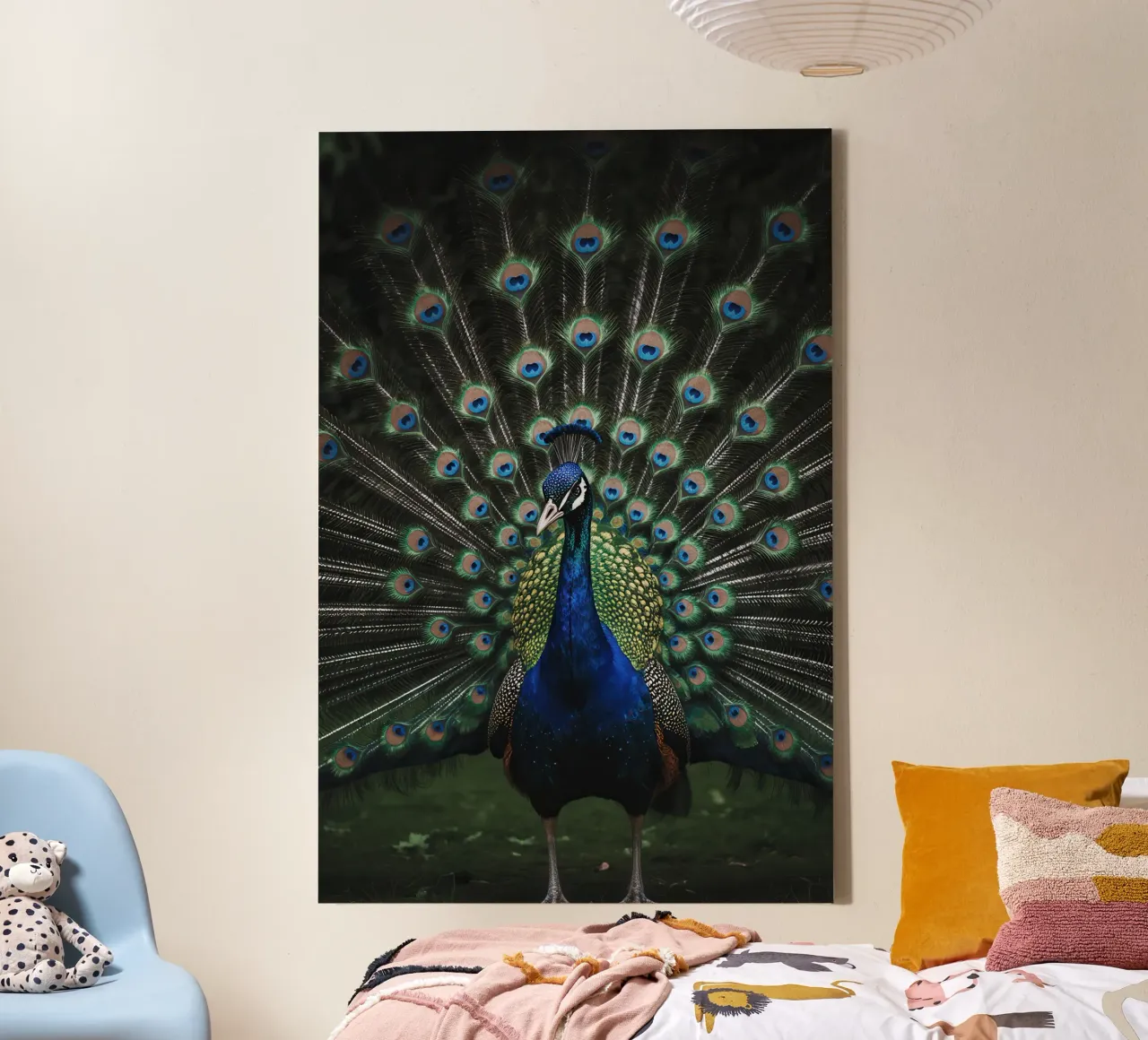 Peacock with Full Tail Display tela con Cornice a cassetta da Attaboy Dsgn