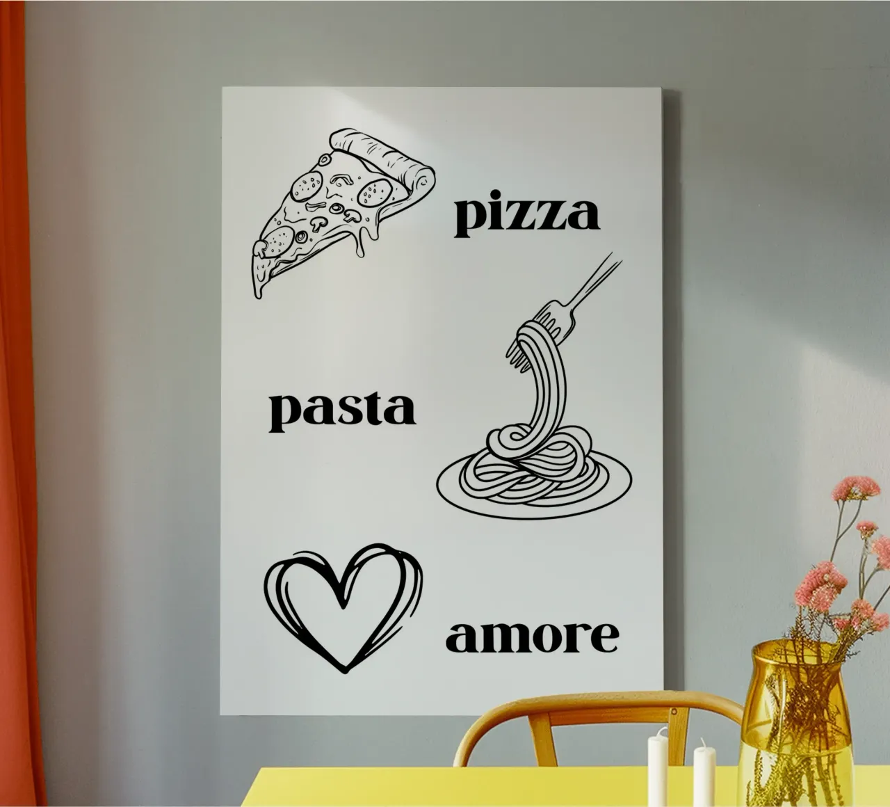 Pizza pasta & amore lienzo con Marco flotante de PinkCandyWalls