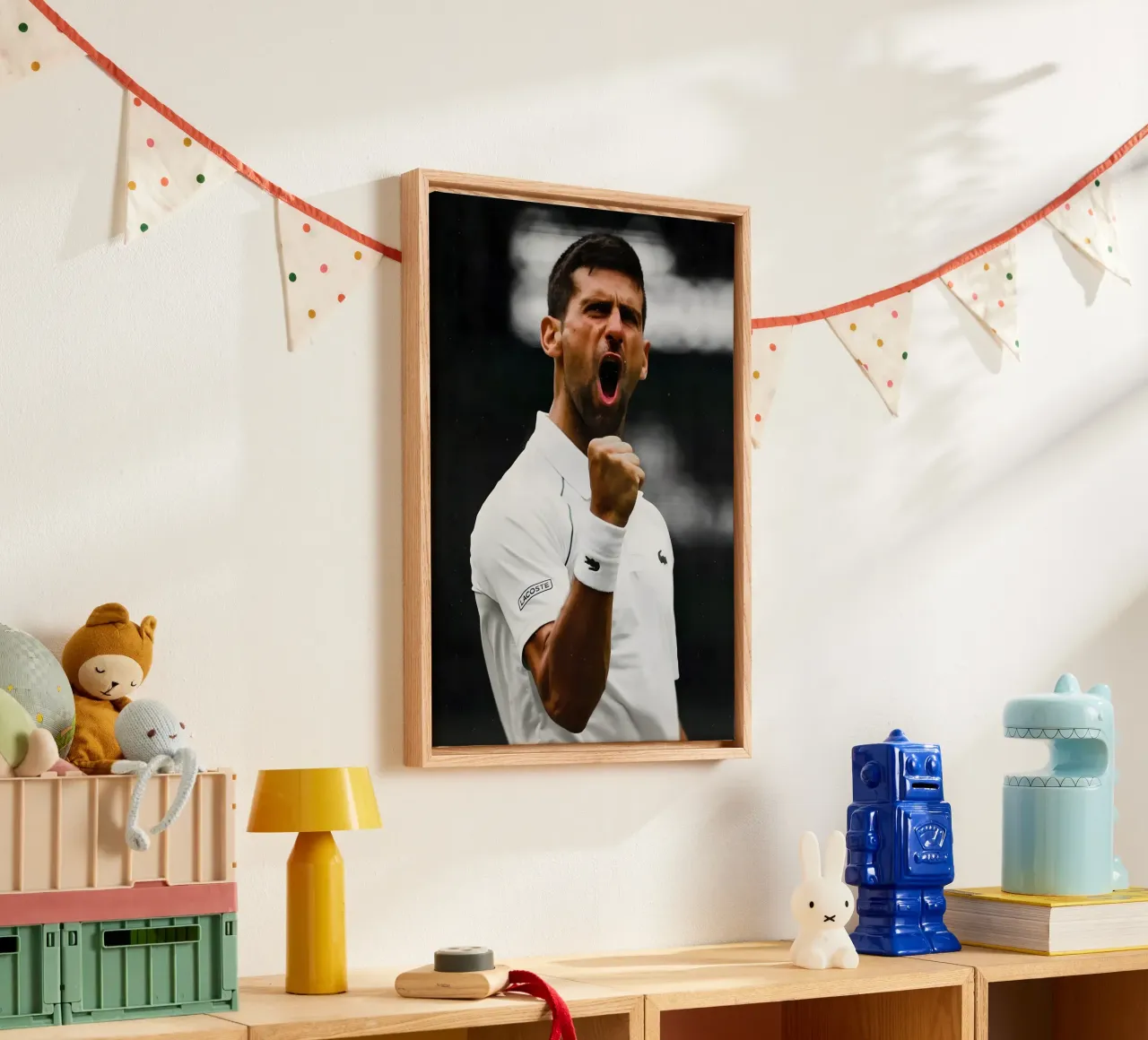Novak Djokovic tela con Cornice a cassetta da Low poly art