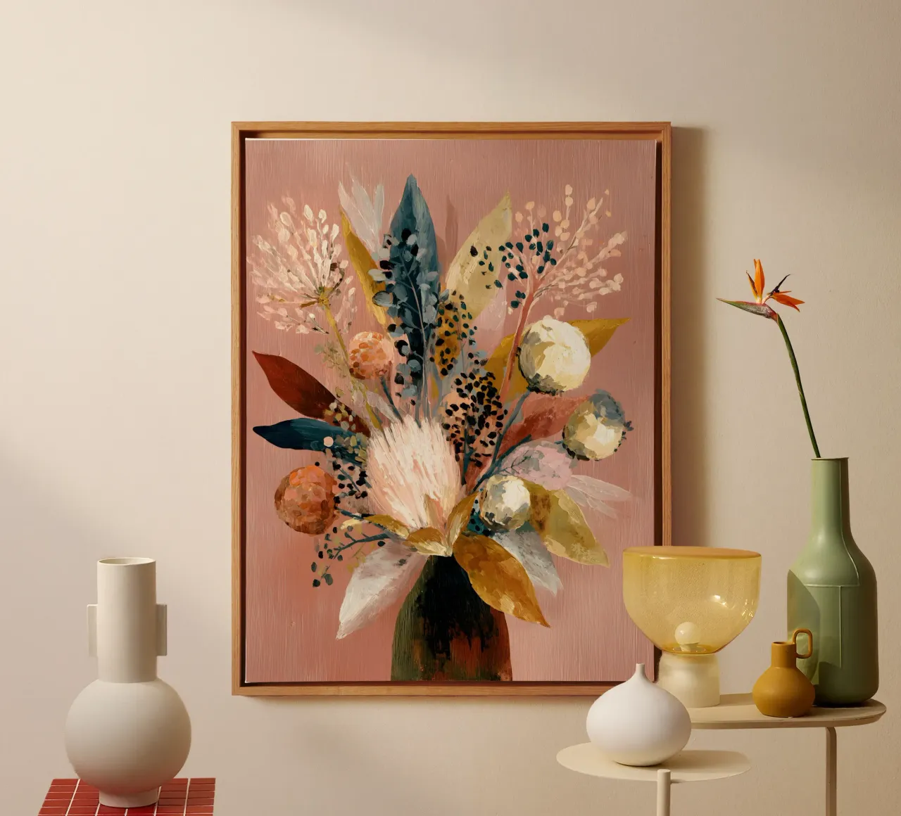 Protea Vase canvas with Floater frame by Gypsy Galleria