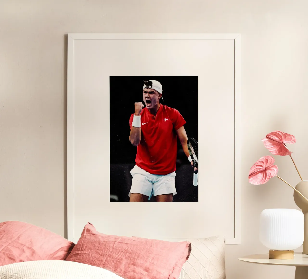 Holger Rune poster con telaio in plastica da Low poly art