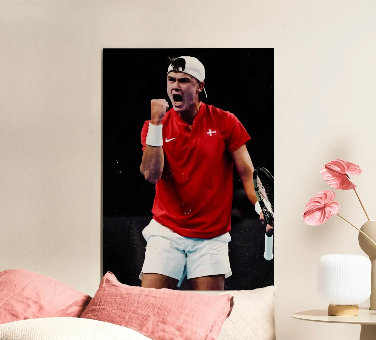Holger Rune poster con telaio in plastica da Low poly art