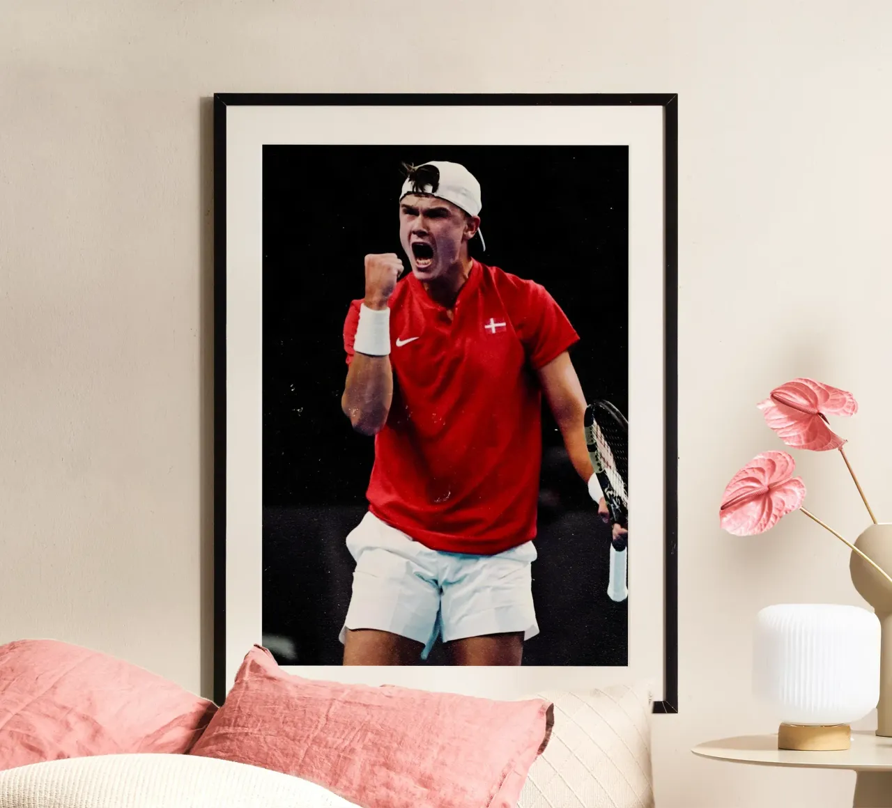 Holger Rune poster con telaio in plastica da Low poly art