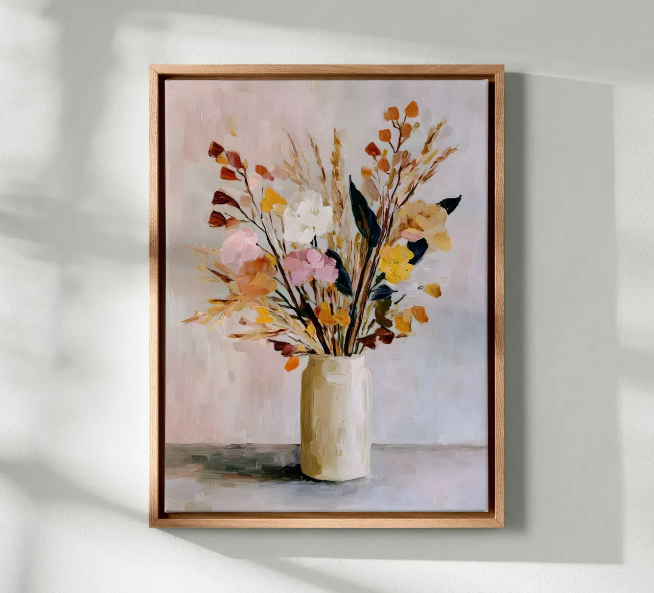 Soft Vase Blooms Leinwand mit Schattenfugenrahmen von Gypsy Galleria
