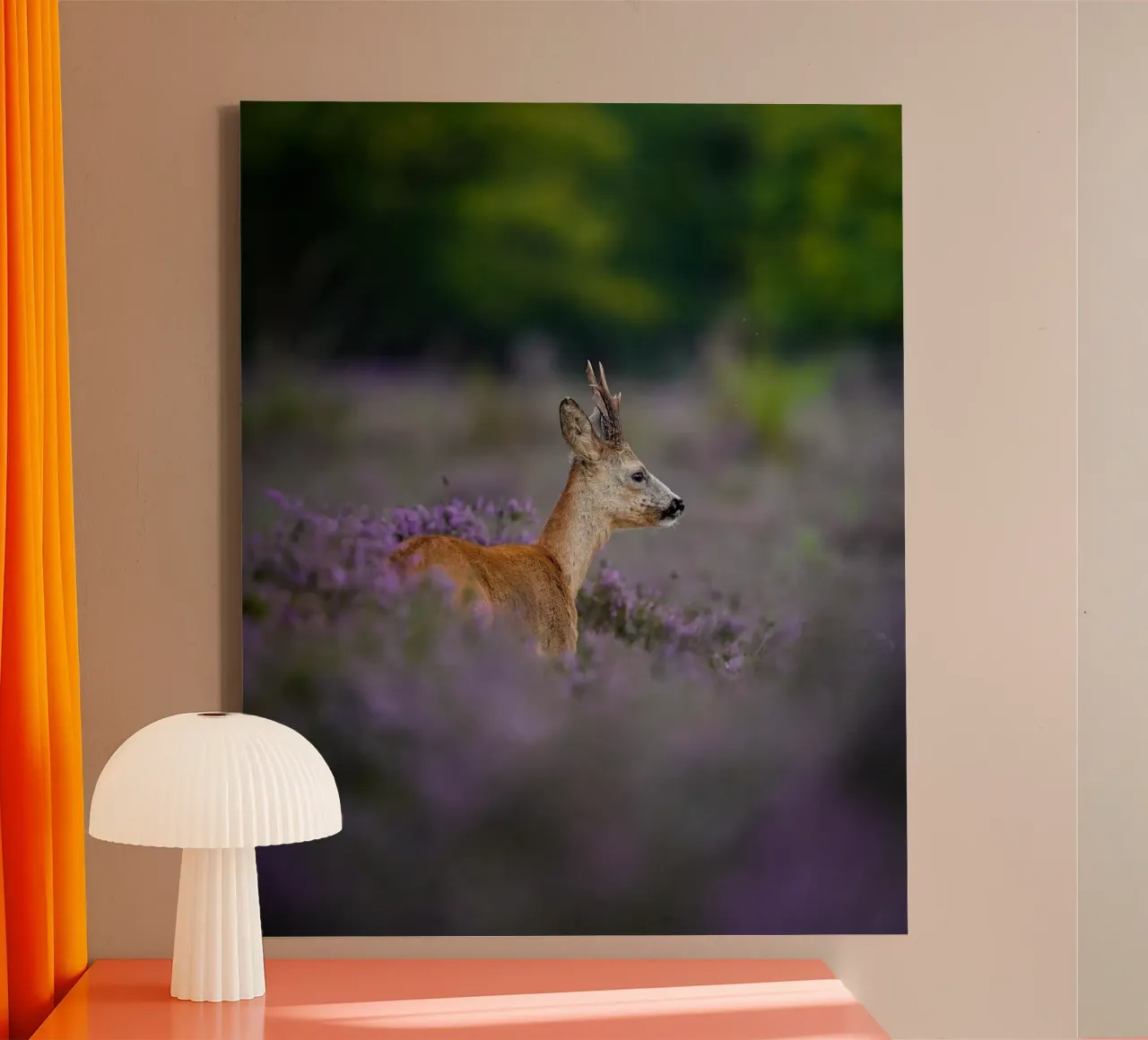Capriolo in erica viola tela con Cornice a cassetta da Tom's Wildlife