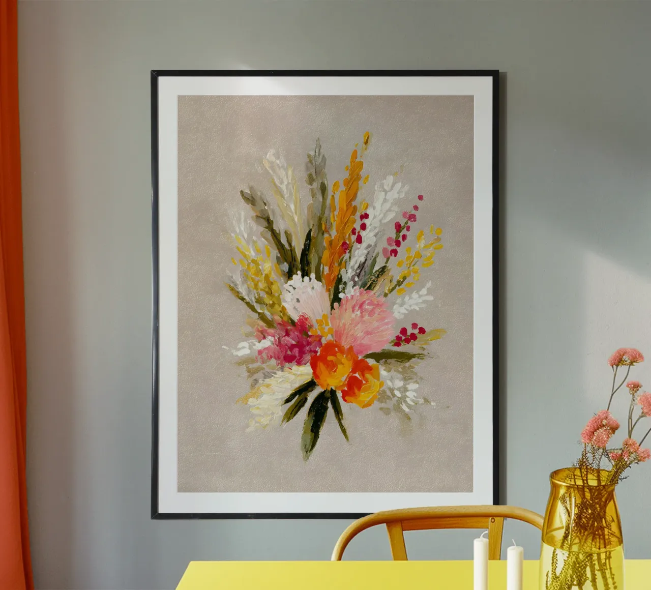 Autumn Bouquet poster con telaio in alluminio da Gypsy Galleria