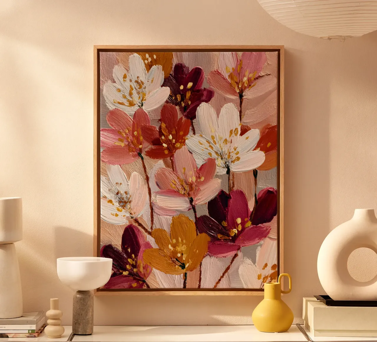 Blush & Burgundy Blooms tela con Cornice a cassetta da Gypsy Galleria