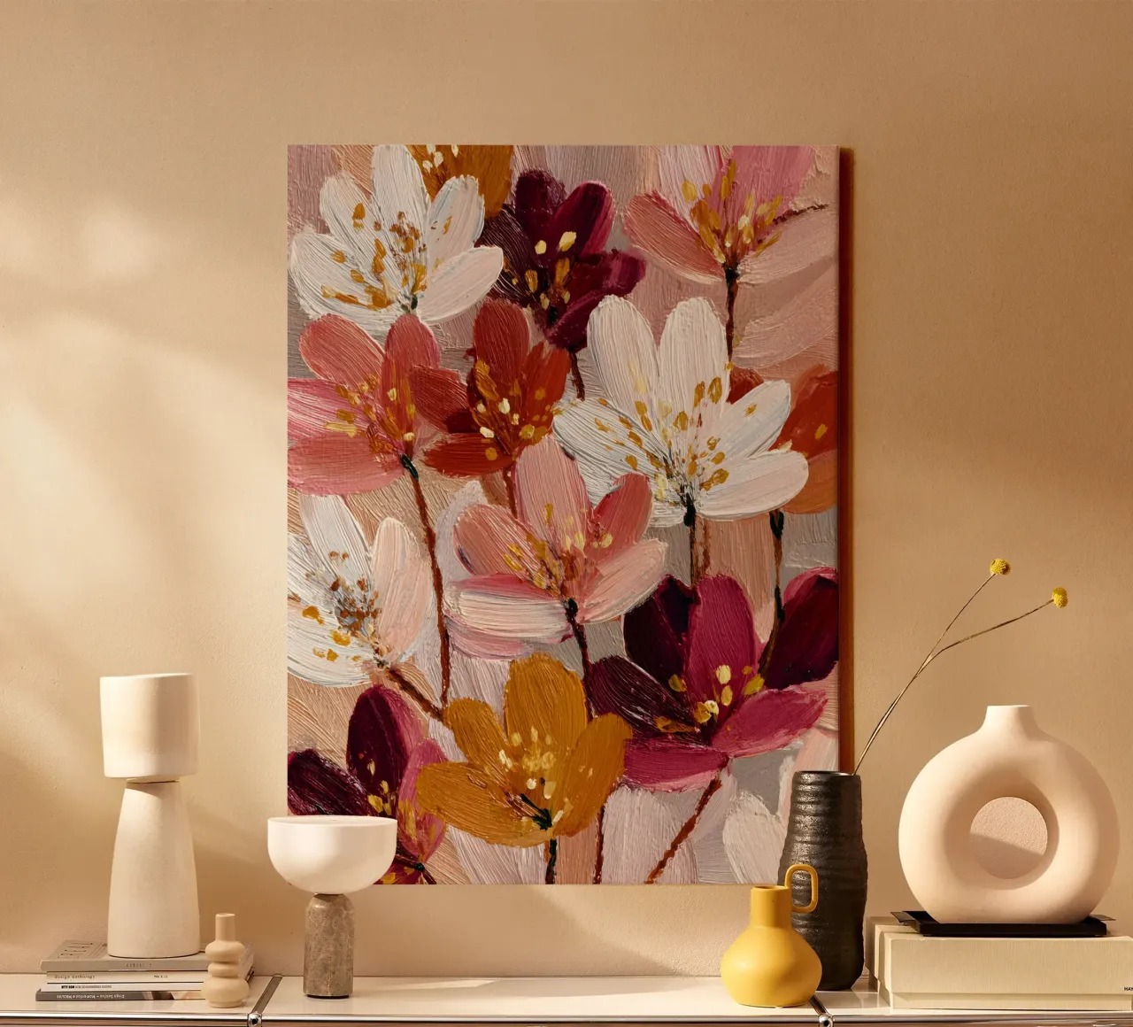 Blush & Burgundy Blooms tela con Cornice a cassetta da Gypsy Galleria