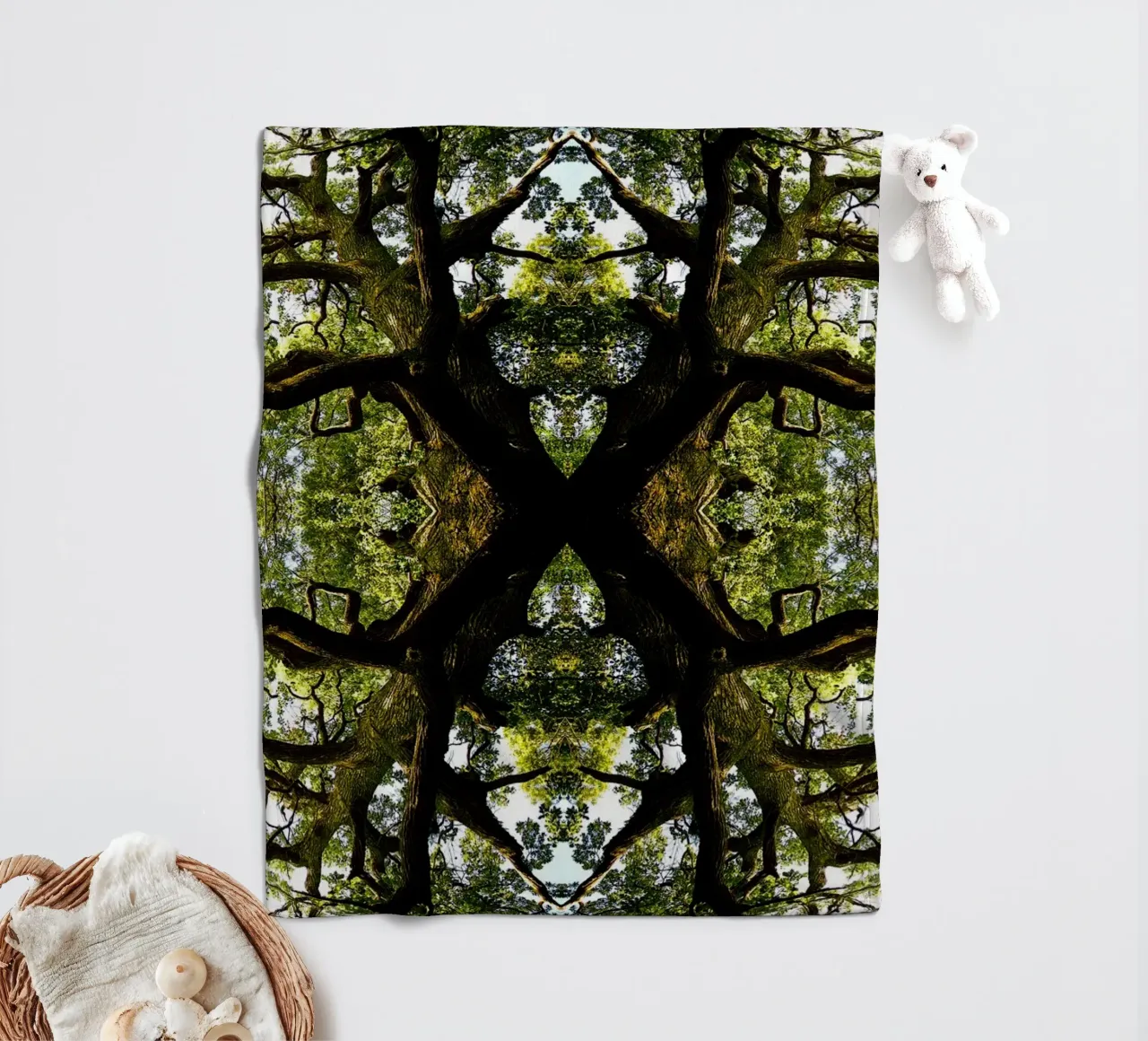 Oorsprong, Het groene portaal - Abstracte kunstdruk fleecedeken van jay