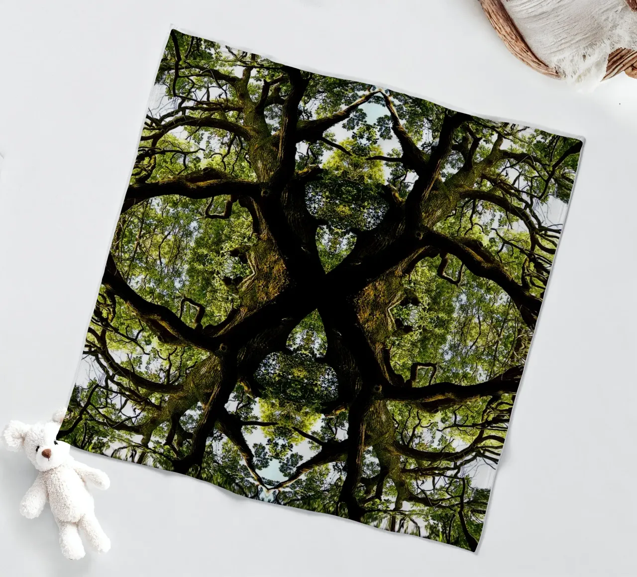 Oorsprong, Het groene portaal - Abstracte kunstdruk fleecedeken van jay