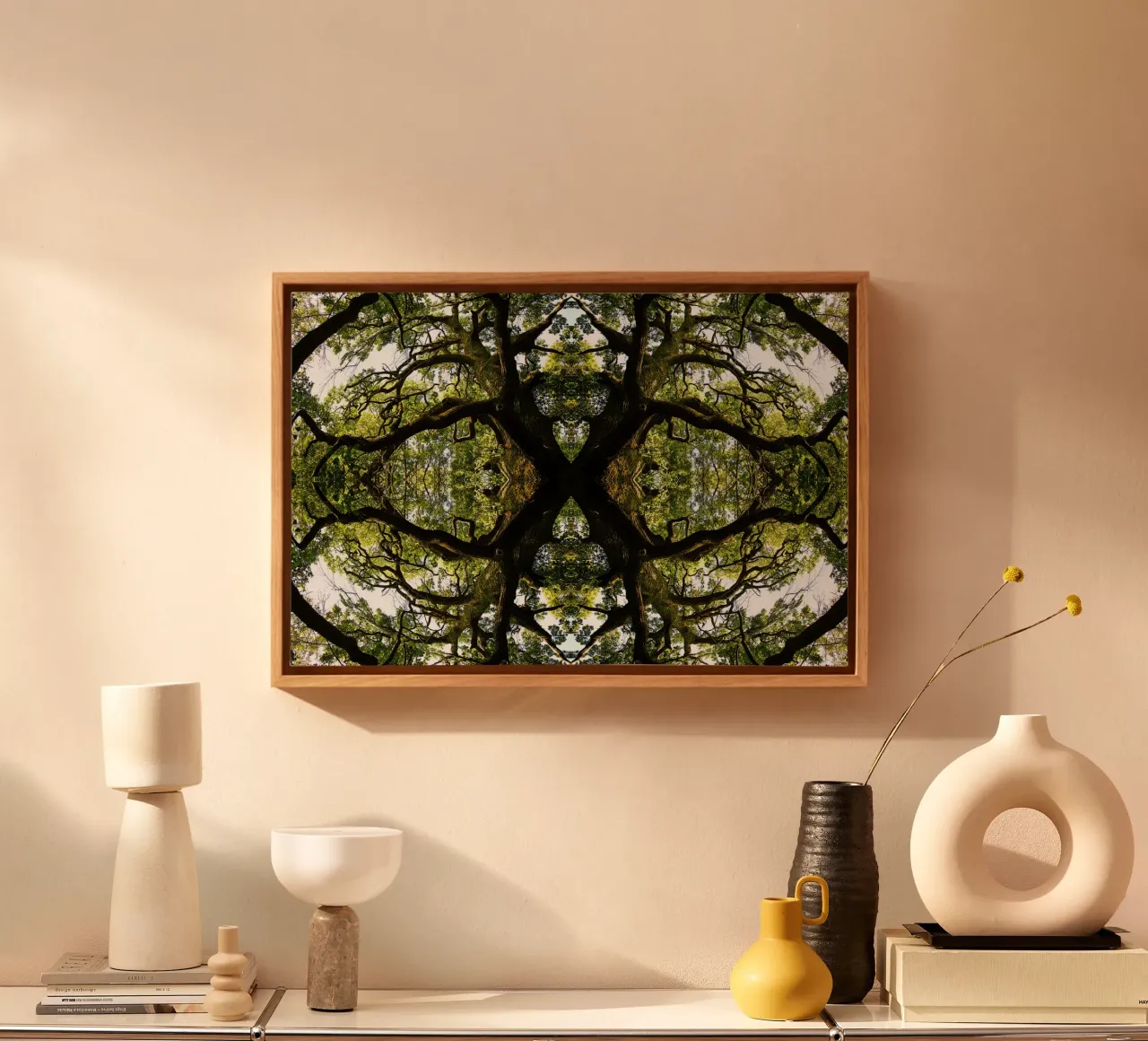 Origin, The Green Portal – Abstract Fine Art Print canvas with Floater frame by jay