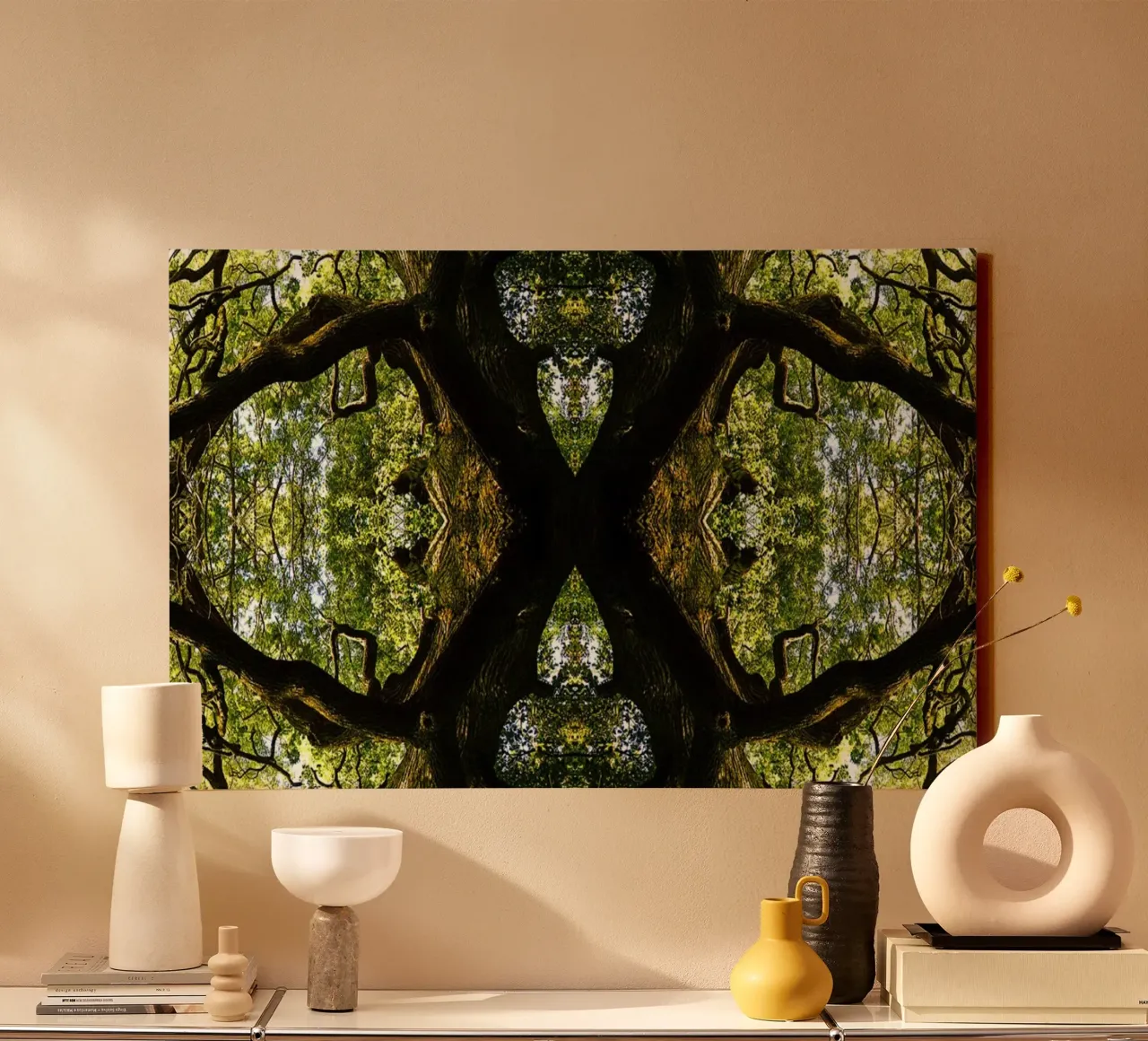 Origin, The Green Portal – Abstract Fine Art Print canvas with Floater frame by jay