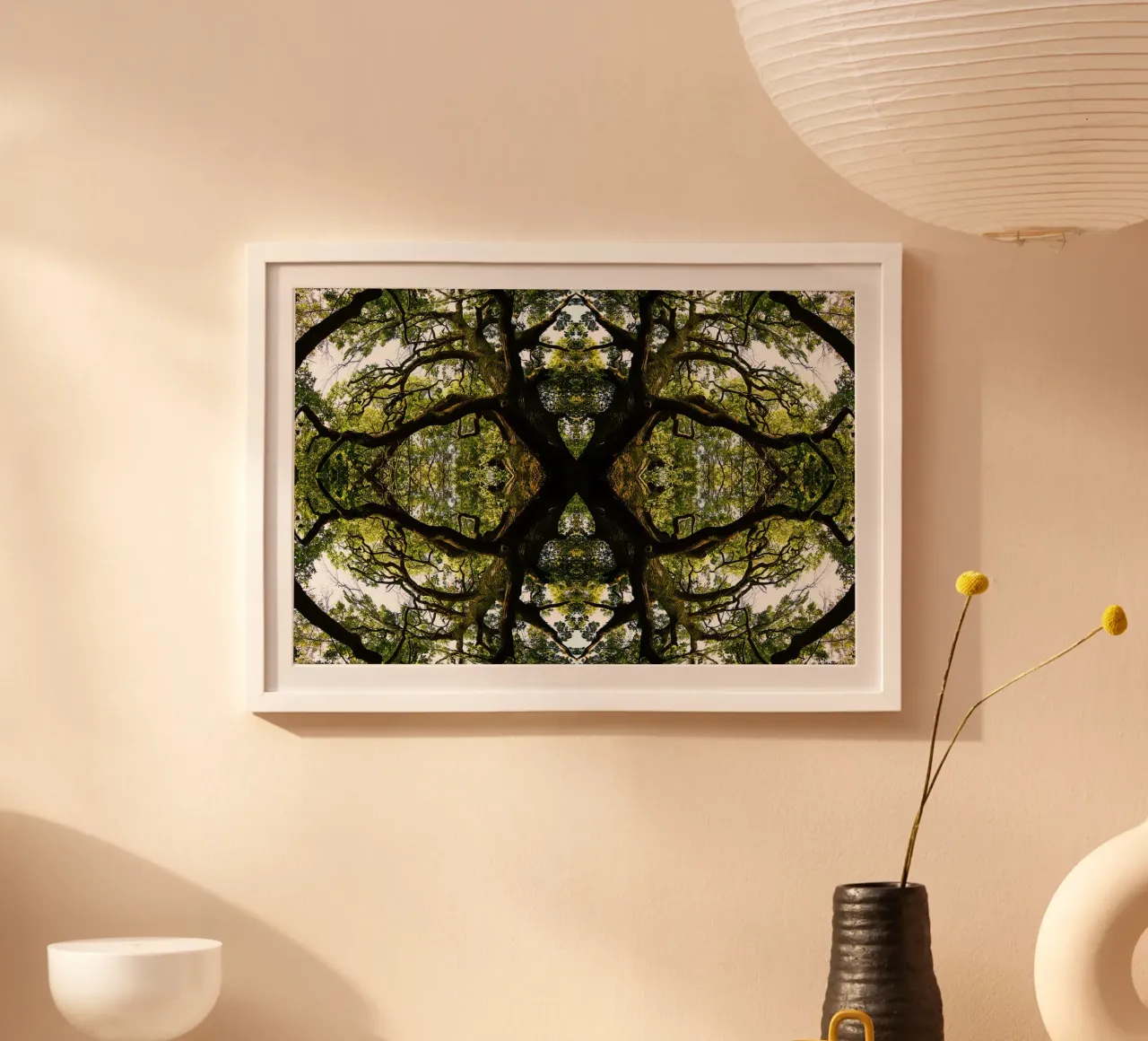 Oorsprong, Het groene portaal - Abstracte kunstdruk poster met aluminium frame van jay
