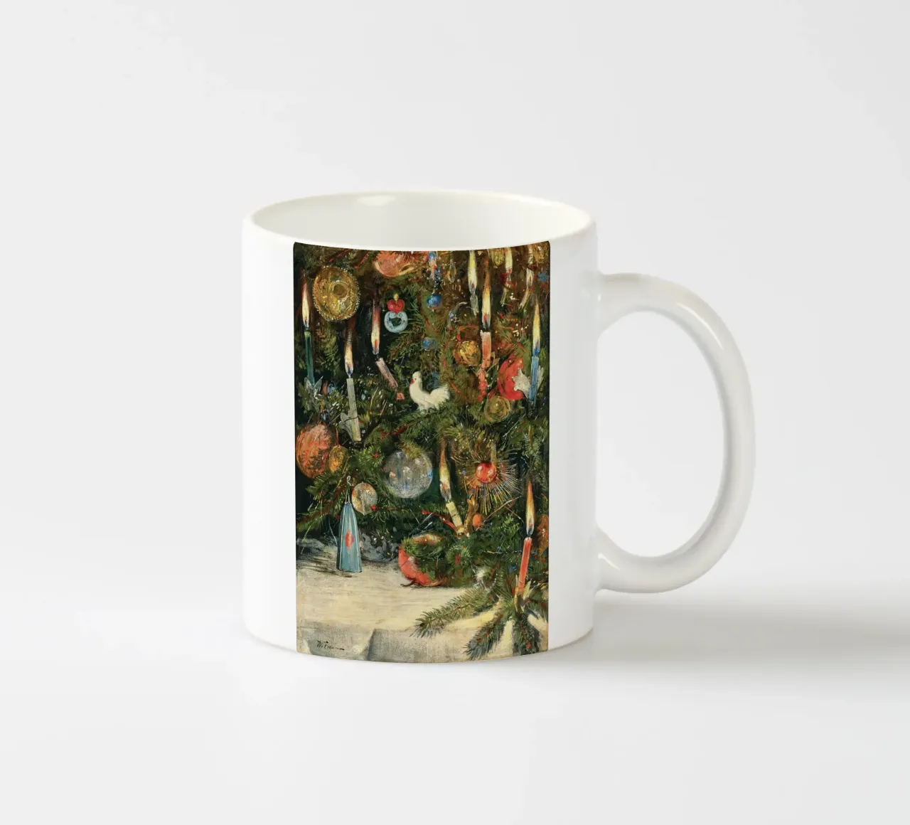 Christmas Tree Decorated with Lights tazza in ceramica da apoloprints