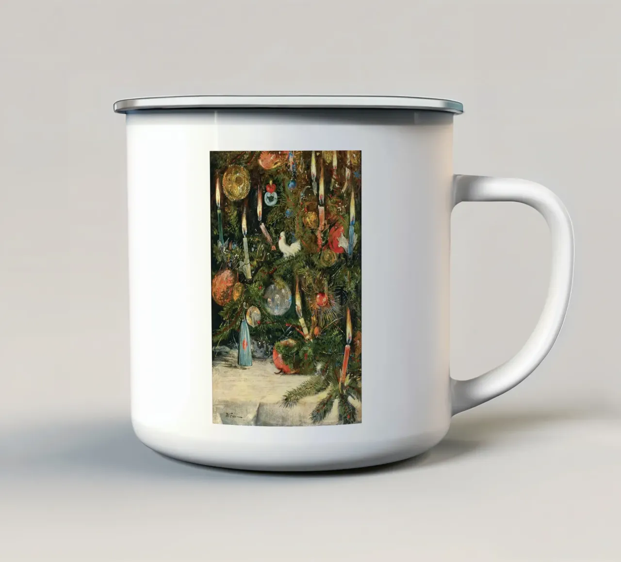 Christmas Tree Decorated with Lights tazza in smalto da apoloprints