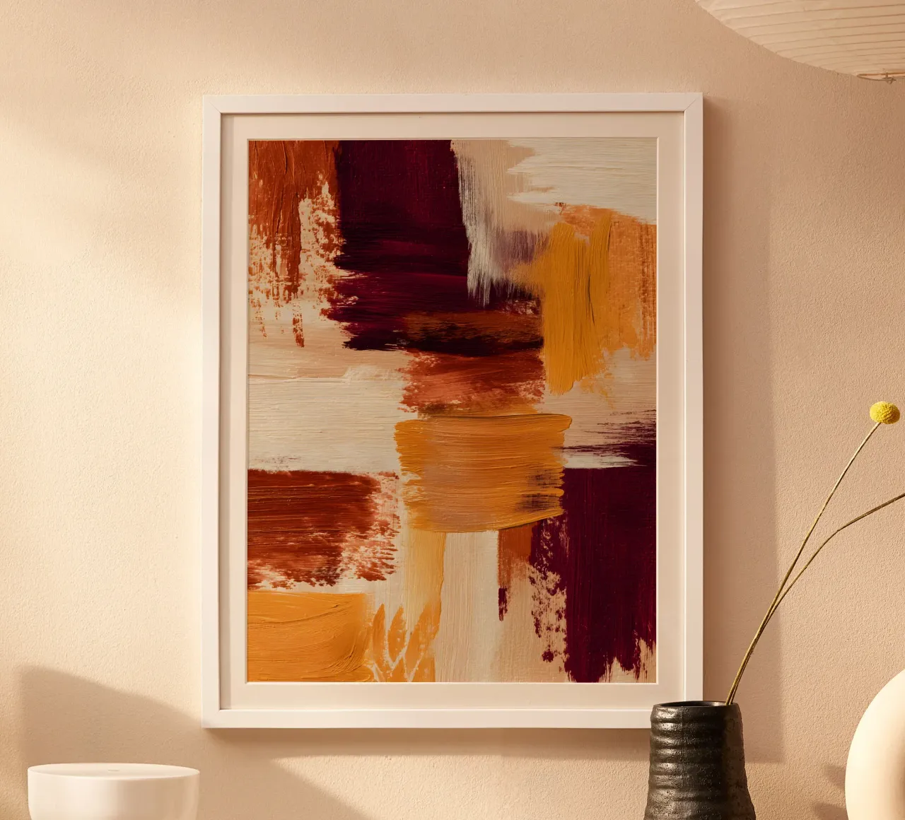 Crimson Strokes poster con telaio in plastica da Gypsy Galleria