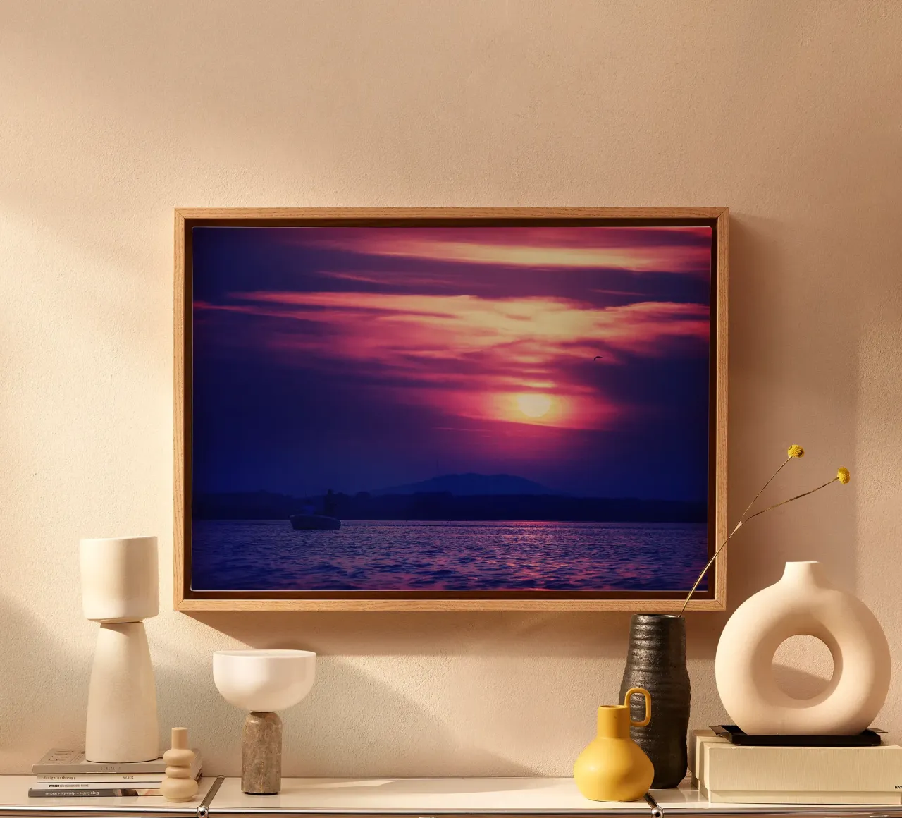 Vissers bij zonsondergang - Delta Fine Art Print canvas met Baklijst van jay