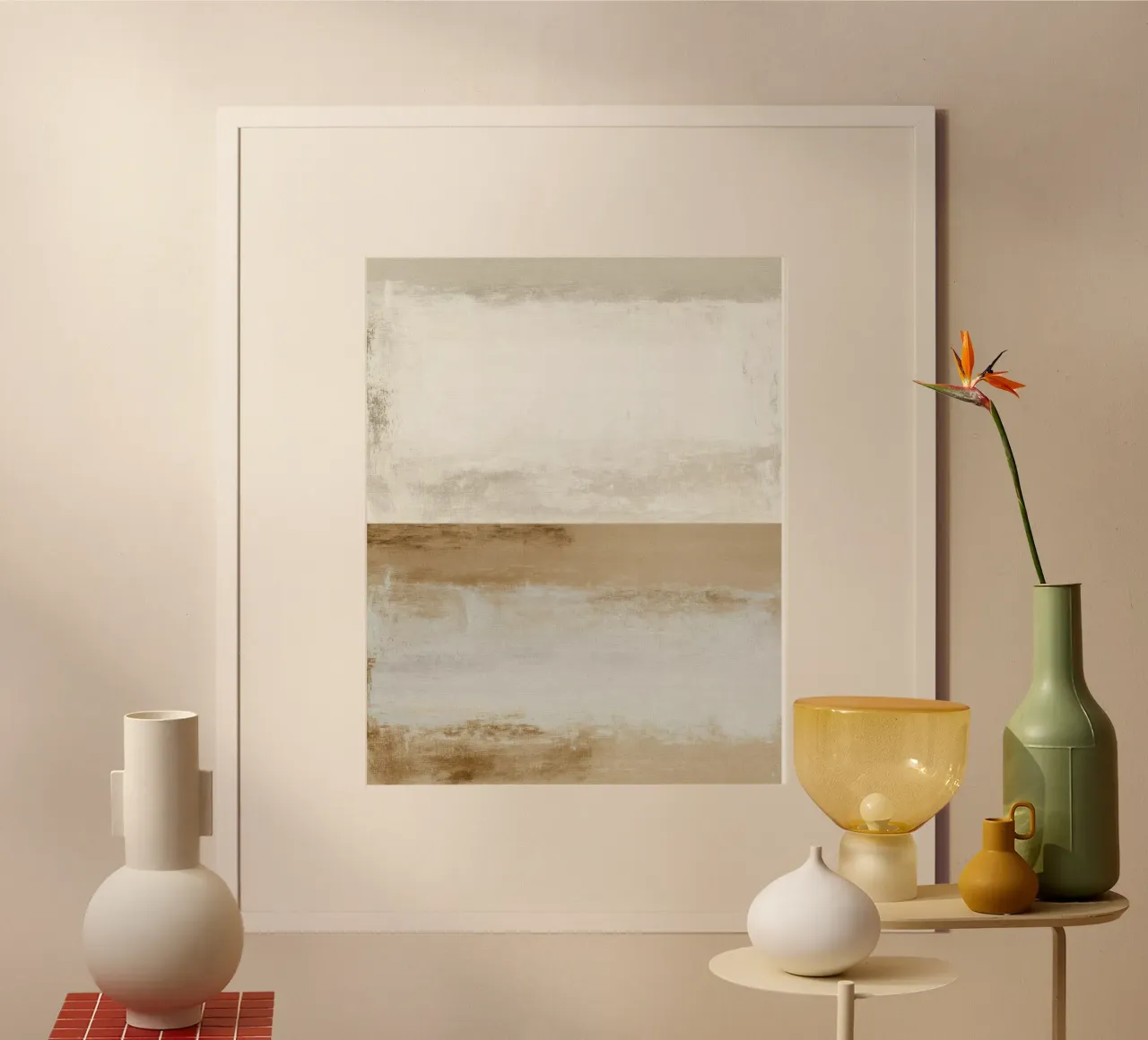 Minimalist Textured Abstract Painting in Warm Neutral Tones poster by Artbyvo
