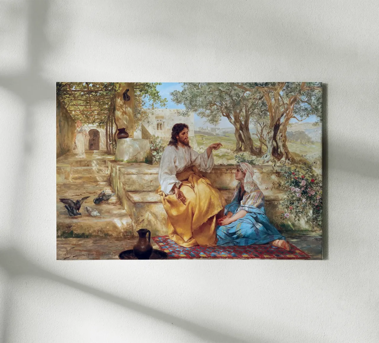 Christ at the home of Martha and Mary canvas met Baklijst van apoloprints