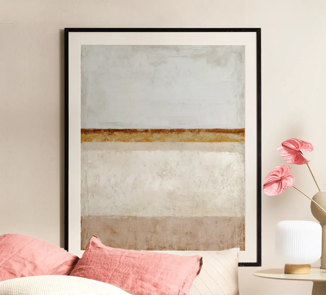 Textured Minimalist Abstract Painting in Neutral Earthy Shad poster with aluminum frame by Artbyvo