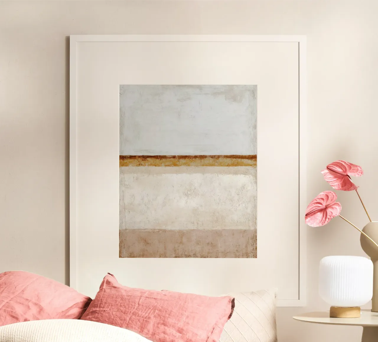 Textured Minimalist Abstract Painting in Neutral Earthy Shad poster with aluminum frame by Artbyvo