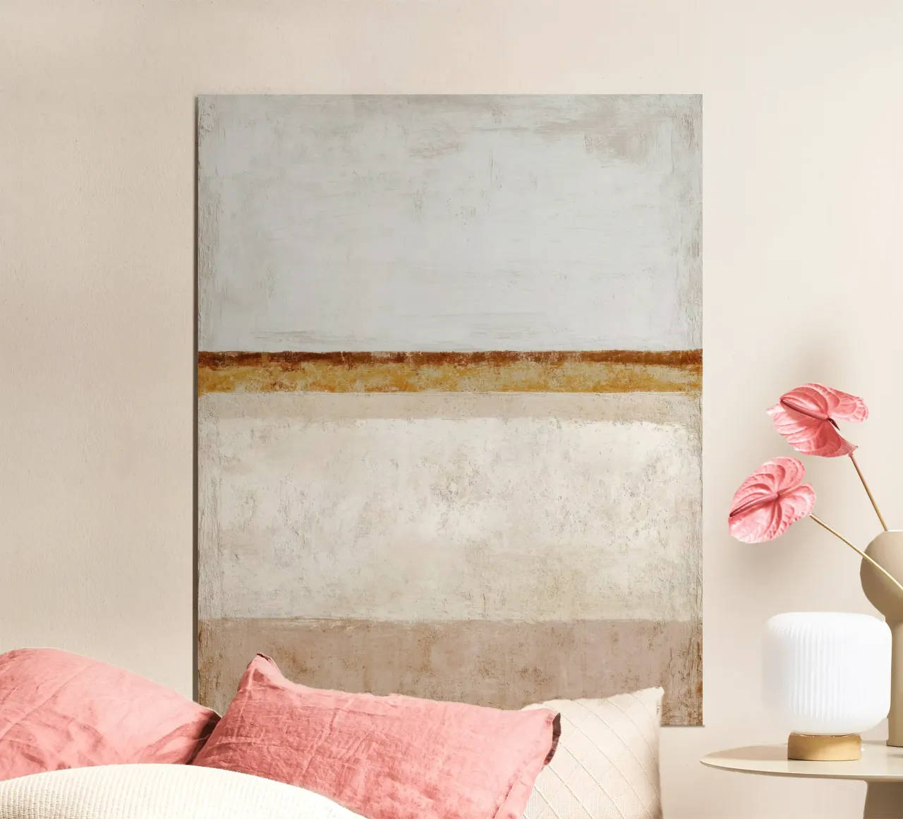 Textured Minimalist Abstract Painting in Neutral Earthy Shad poster with aluminum frame by Artbyvo
